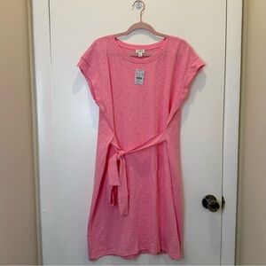 NWT J.Crew Tie-Waist T-Shirt Dress - Soft Pink - Size XL